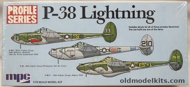 MPC 1/72 P-38F Lightning Profile Series - 347th FG New Caldonia 1943 / 18th FG 5th AF Phillippines / 14th FG Algeria 1942, 2-1514 plastic model kit